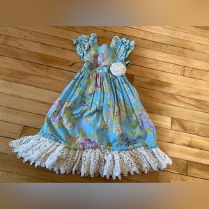 Mustard‎ Pie blue ruffle floral print girls dress